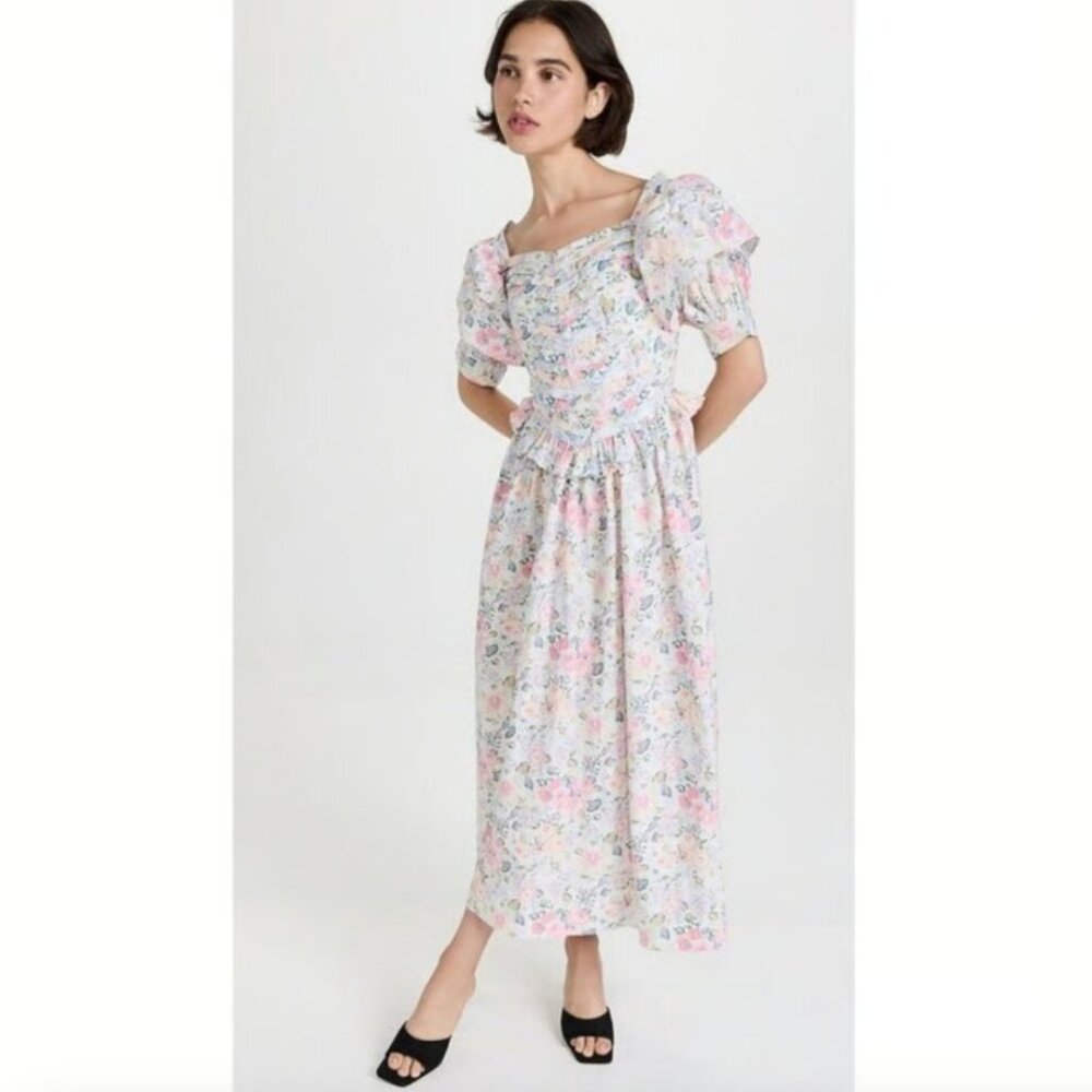 NWT Batsheva x Laura Ashley Eden Floral Cotton Midi Dress Size 14